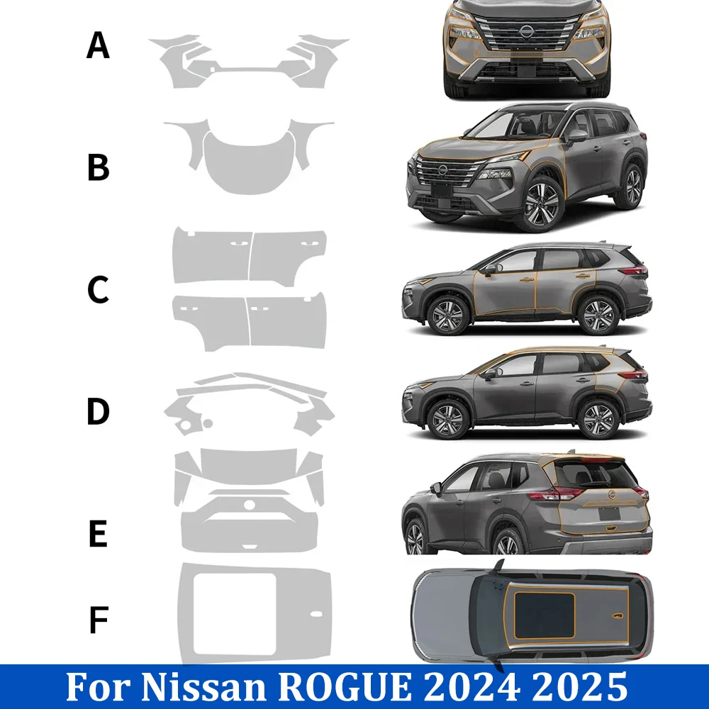 

8.5Mil TPU Anti-scratch Resistant Paint Protection Film Pre-cut PPF Kit For NISSAN ROGUE 2024-2025 Clear Bra Car Accessories