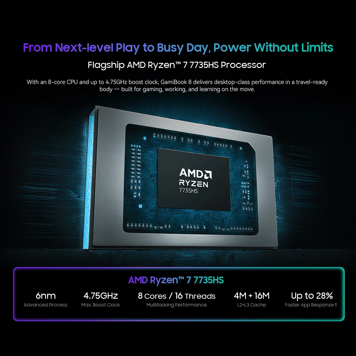 كمبيوتر محمول Blackview GamiBook 8 مقاس 16 بوصة وشاشة 1920*1200 AMD Ryzen ™   7 7735HS معالج بطارية 57 وات في الساعة 65 وات شحن سريع Win 11pro Wi-Fi 6