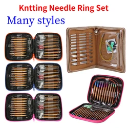 Bamboo Circular Knitting Needles Set Interchangeable Crochet Hooks Weaving Yarn Knitting Craft Tools Accessories Kit Needle