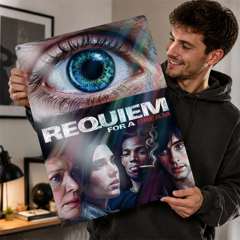 Requiem For A Dream Character Eye Aluminum Poster Customized Metal Tin Sign Award Film Style Wall Art Made To Suit Living Room