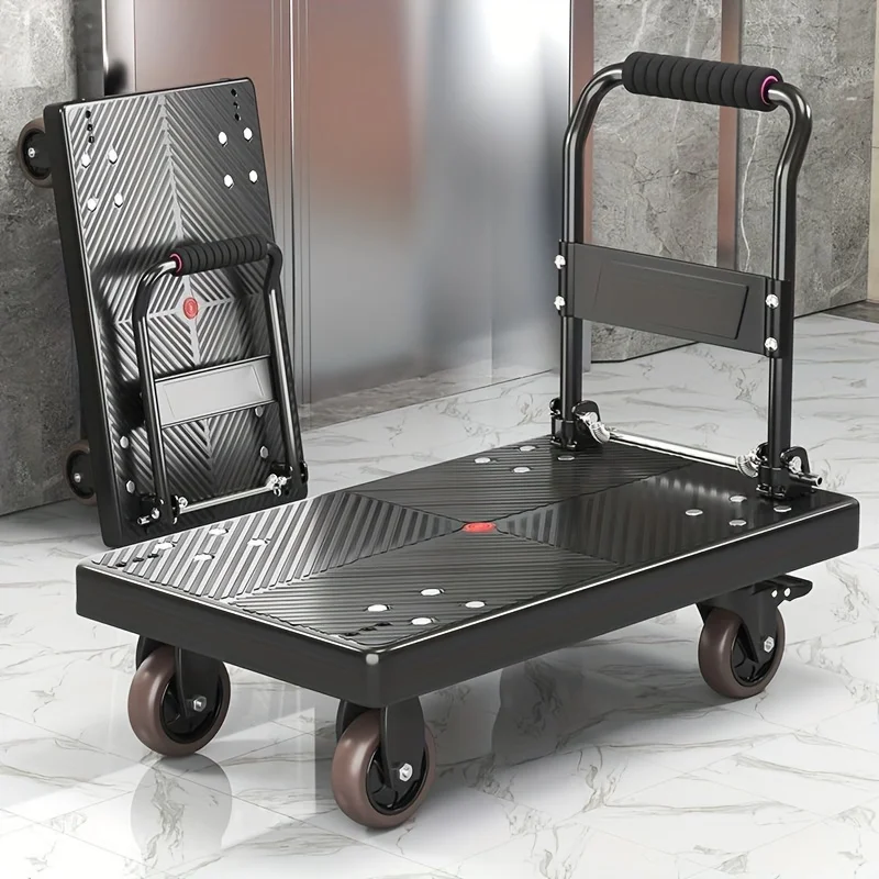 

Platform trolley, 880-pound heavy-duty platform trolley, 360-degree rotating wheel foldable steel push trolley.