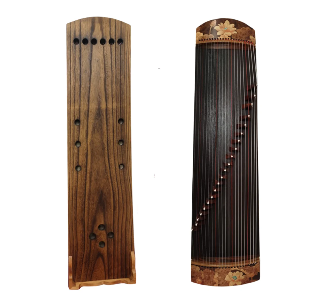 Portable Guzheng 125cm 21 strings hibiscus illustration Chinese zither