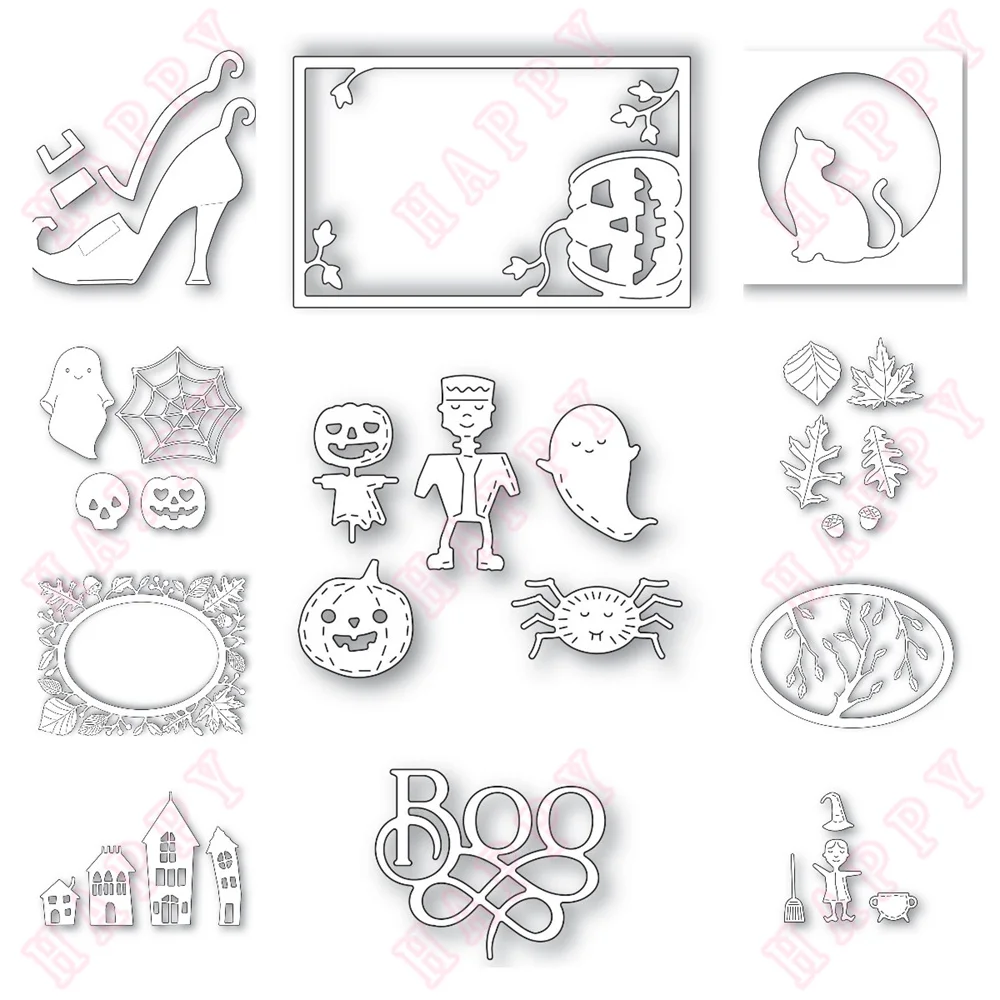 

Metal Cutting Dies House Witch Shoes Pumpkin Scrapbooking Diary Diy Bookmark Envelope Paper Craft Embossing Handmade Knife Mould