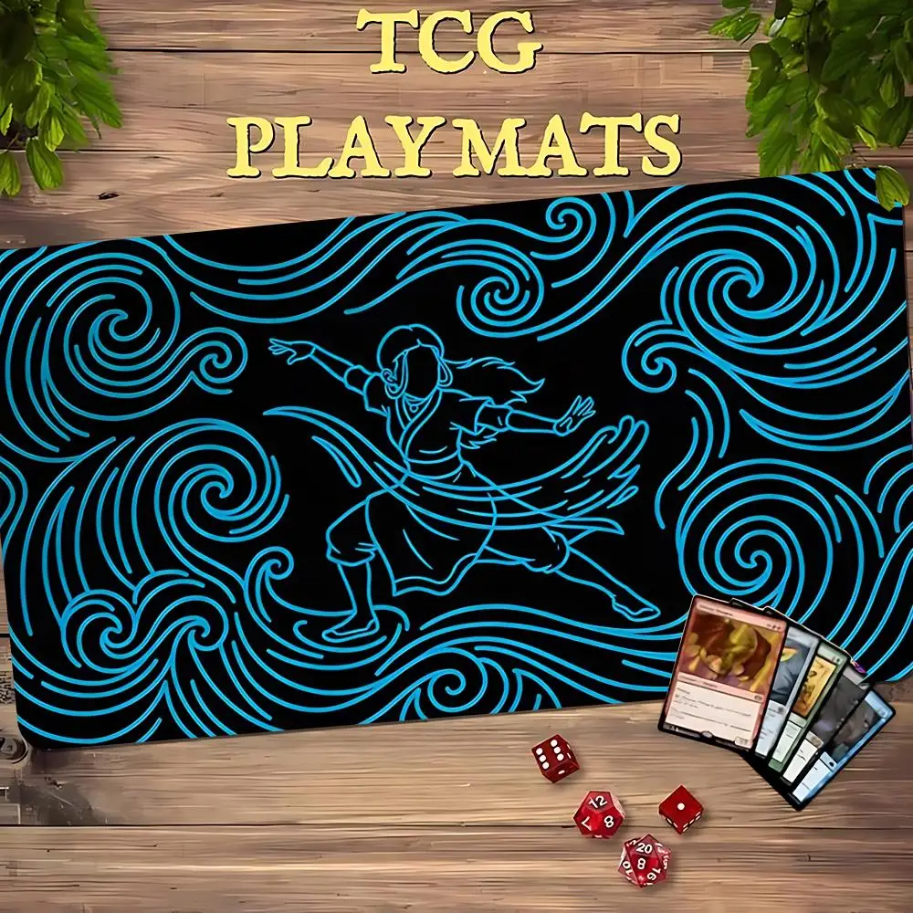 Blue Line Witch Mouse Pad Card Playmat Stitched with Magic Zones Game Mats Tabletop for MTG/TCG Card Battle Commander Gaming Mat