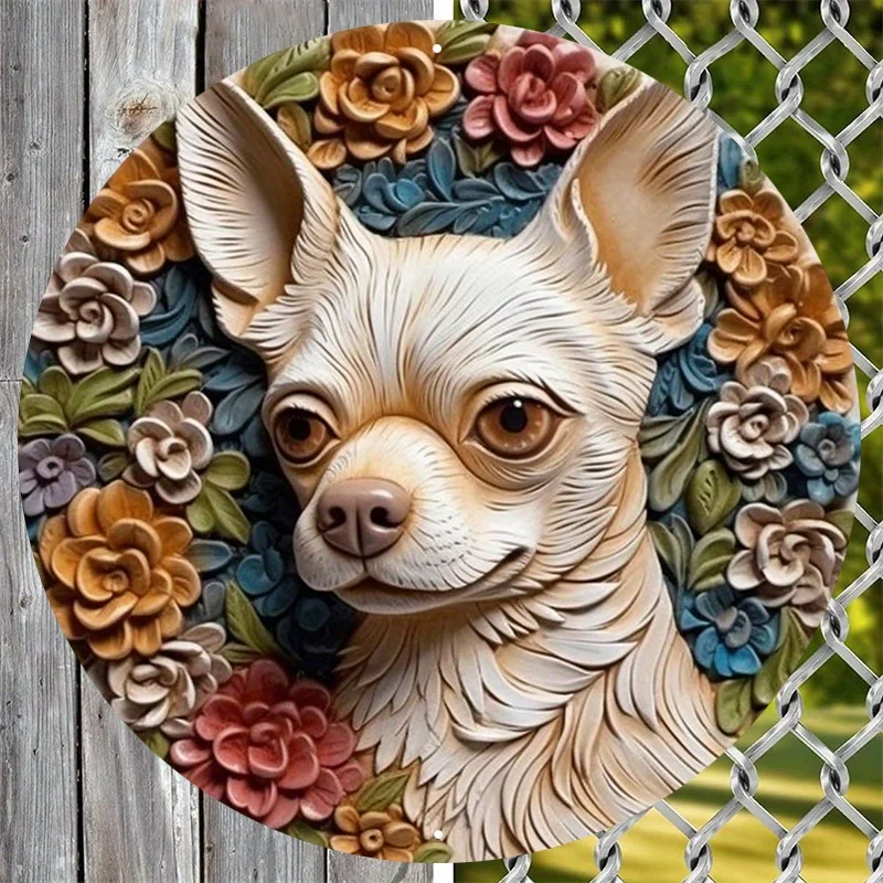 

Vibrant Aluminum Metal Sign, Dormitory Decoration, Unique Valentines Day Gift, Hippie Themed, Featuring Adorable Chihuahua
