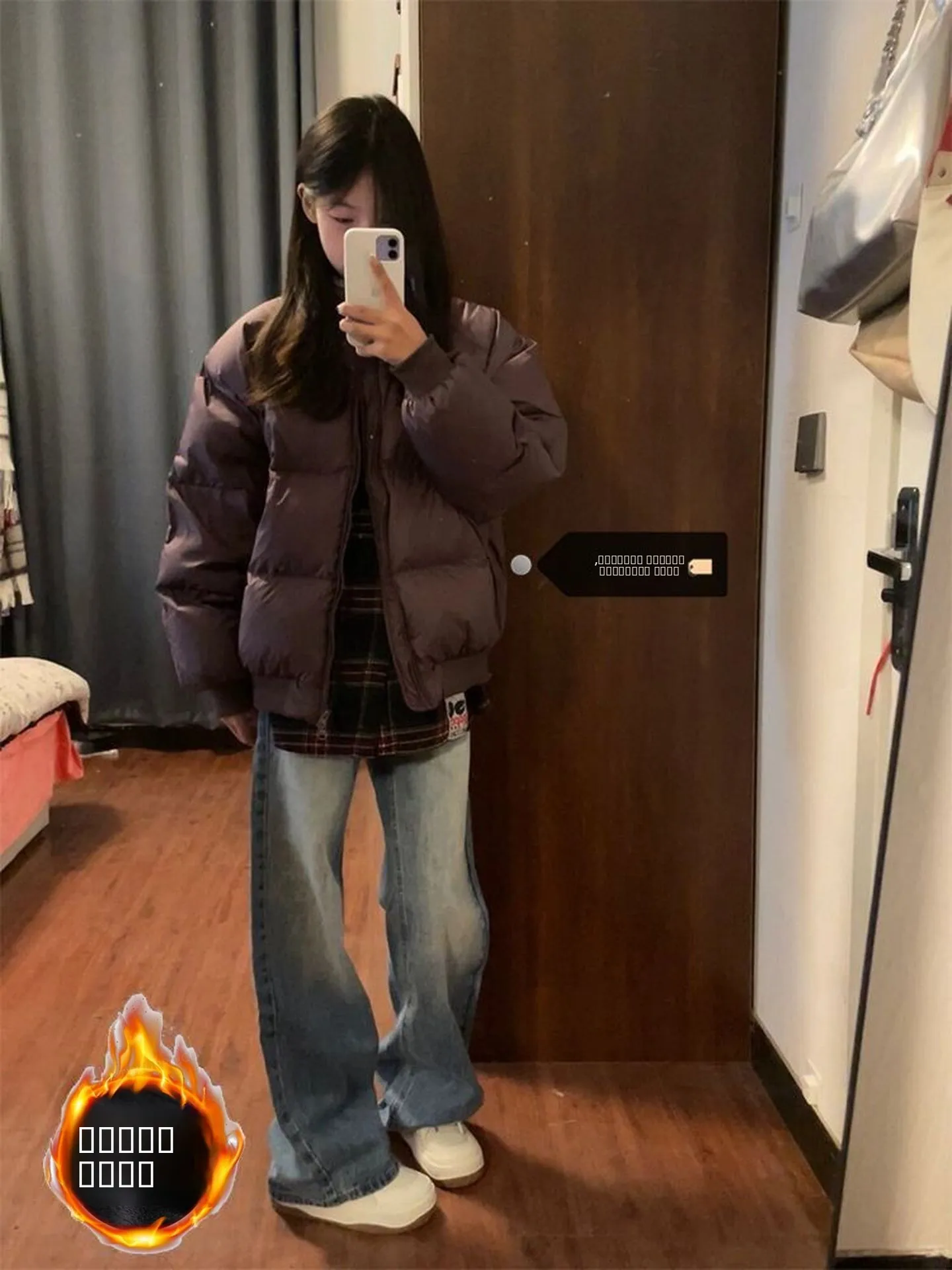 

plus Size American Retro Purple down Cotton Jaet Women's Winter Stand Collar Loose Bread Sle Thiened Cotton Coat