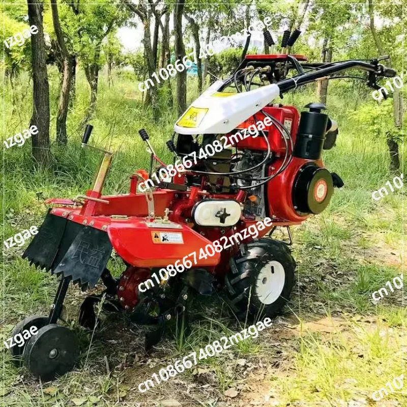 High horsepower diesel four-wheel drive micro tiller, orchard loosening tillage machine, self-propelled plow and rotary tiller