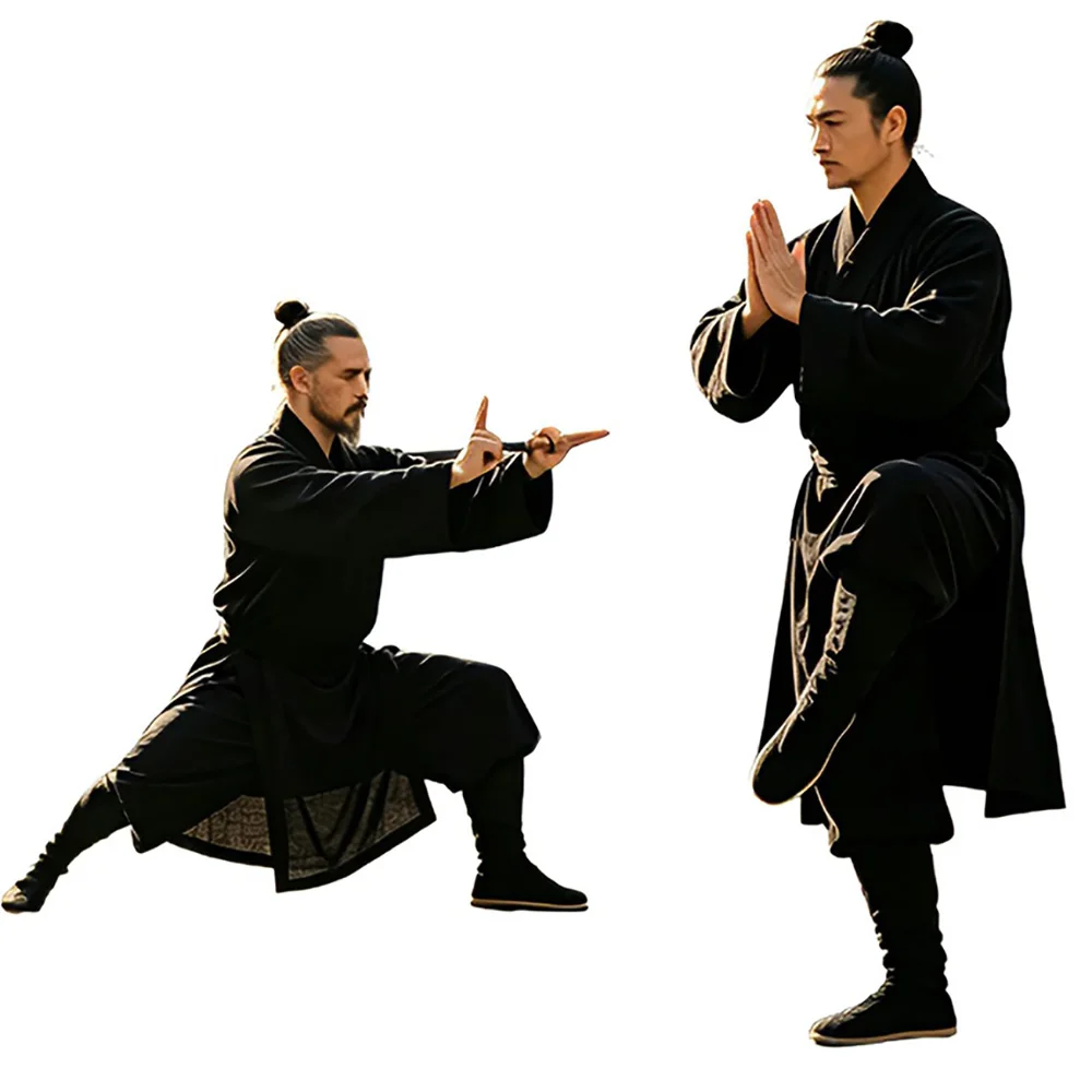CLYFAN  Traditional Wudang Taoist Robe Men Tai Chi Kung Fu Uniform Loose Martial Arts Meditation Training Suit