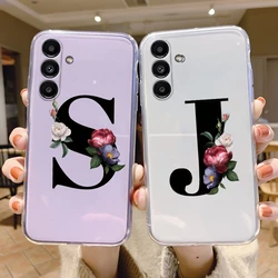 For Samsung Galaxy A15 4G 5G Case Luxury Cute Letters Flowers Silicone Back Cover For Samsung A15 GalaxyA 15 Phone Case Clear