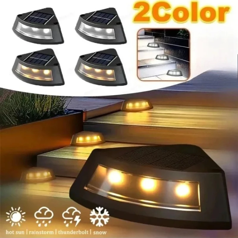 

Уличные лестничные светильники на солнечной энергии, автоматическое теплое светодиодное освещение ступеней для энергоэффективного освещения на патио, садовых дорожках
