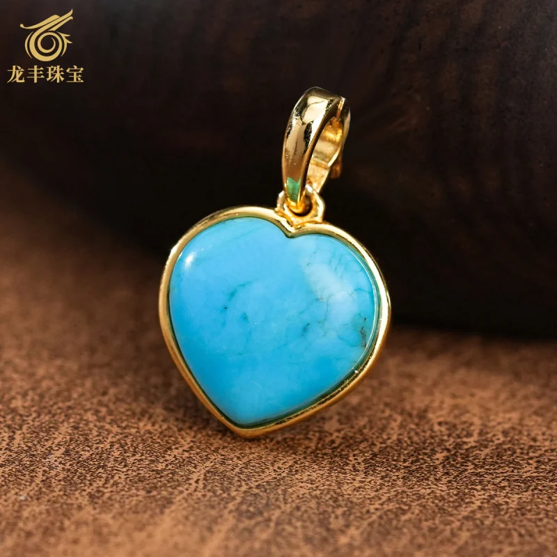 S925 Silver Plated 18k Gold Turquoise Universal Clasp Heart Pendant Women