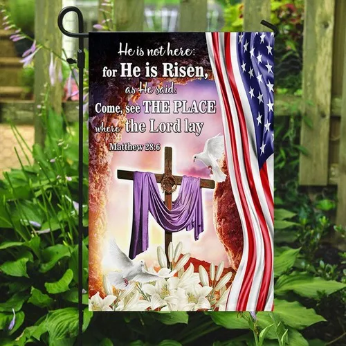 Easter Cross Flag Religious He is Risen  Christian American Flag Garden Flag EEJ UUN