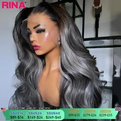 Silver Grey Highlight Human Hair Wigs For Black Women 13x6 13x4 Lace Frontal Wig Colored Body Wave Transparent Lace Front Wigs