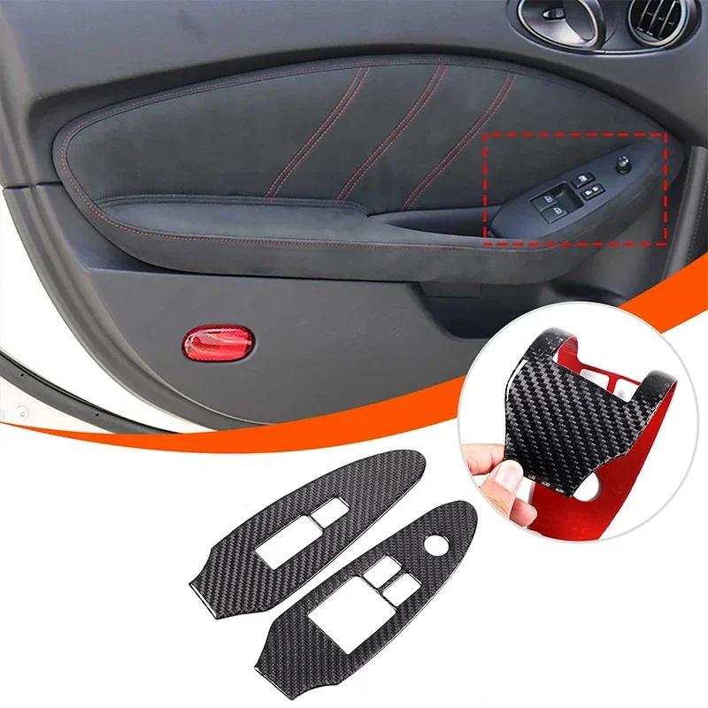 

For Nissan 370Z Z34 2008-20 Soft Carbon Fiber Car Glass Lift Switch Panel Frame Decorative Sticker Interior Car Accessories LHD