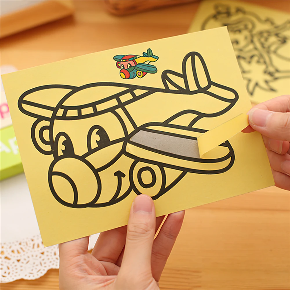 1/2/4/8Sets Children Drawing Sand Painting Pictures Kid DIY Crafts Education Toy for Boys Girls Schedule Sticker Cartoon Pattern