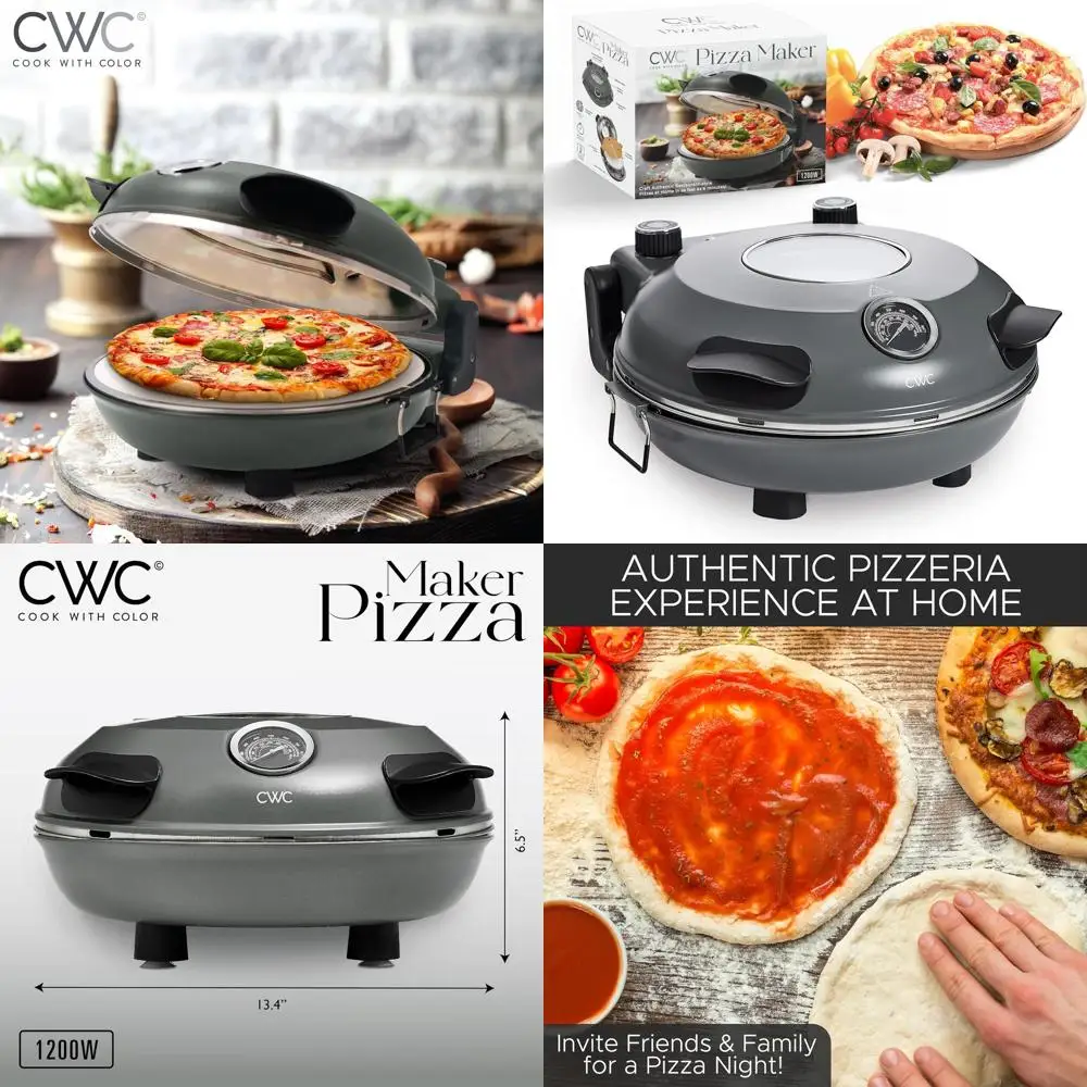 

Electric Indoor Pizza Oven – Crispy Crust Countertop Pizza Maker, Heats up to 800˚F, 12 Inch Ceramic Stone, Dual Temperature Con