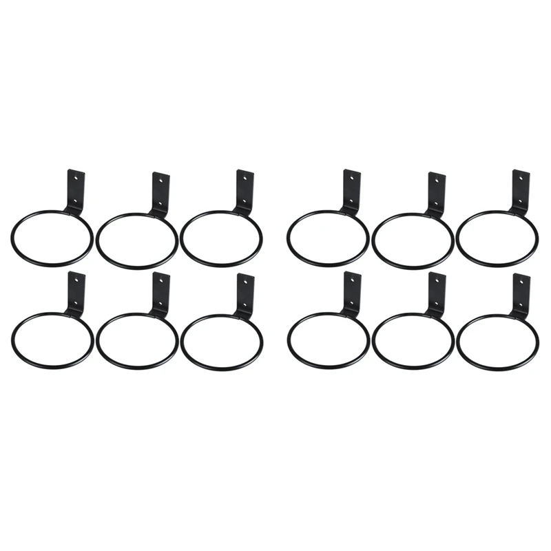 

Flower Pot Holder Ring Wall Mounted Metal Planter Hooks Hangers Wall Bracket, 12 Pack, Black, 6 Inch