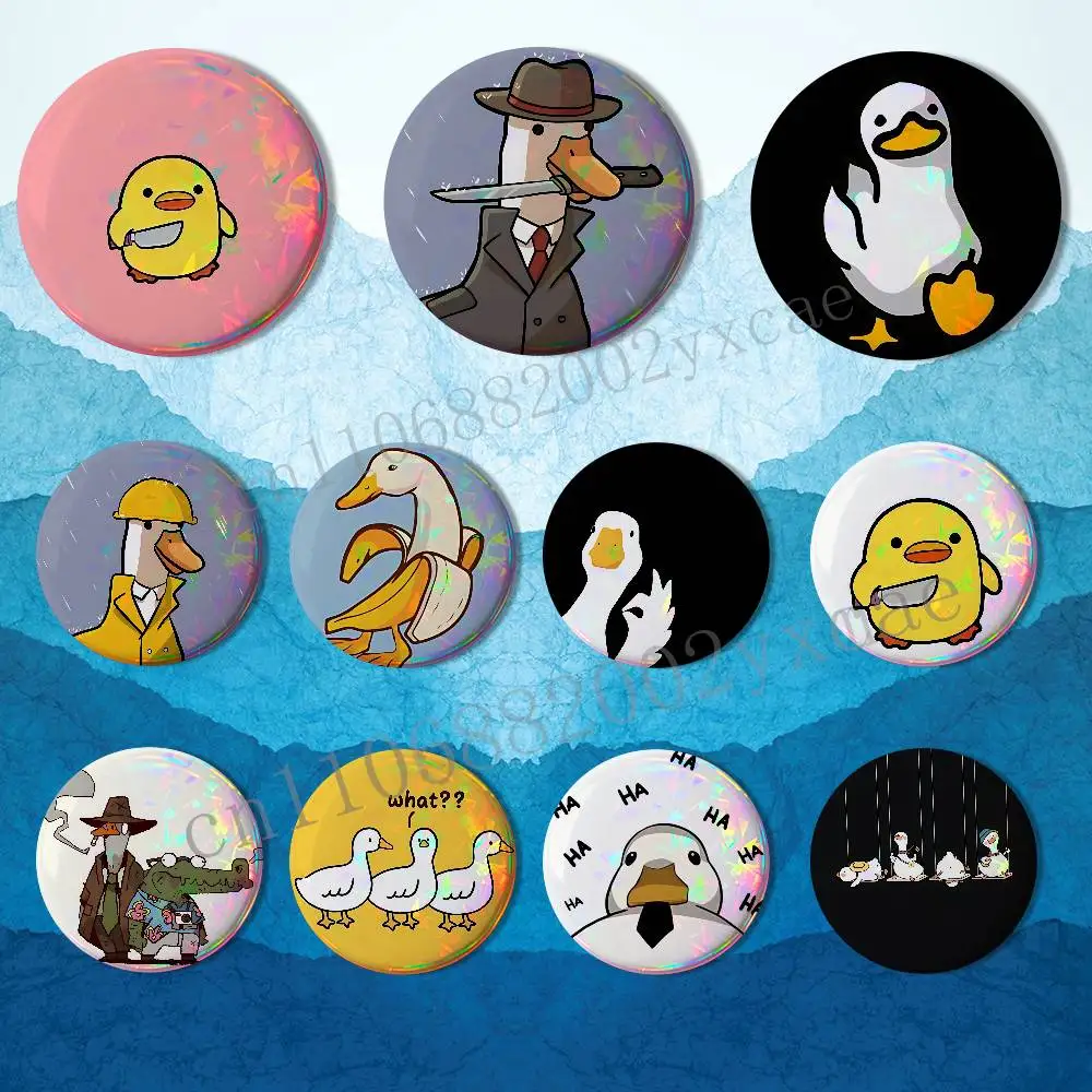 Rainy Day Killer Duck Creative Round Badge Button Pin Bag Decor Fans Collection Friends Gift Brooch