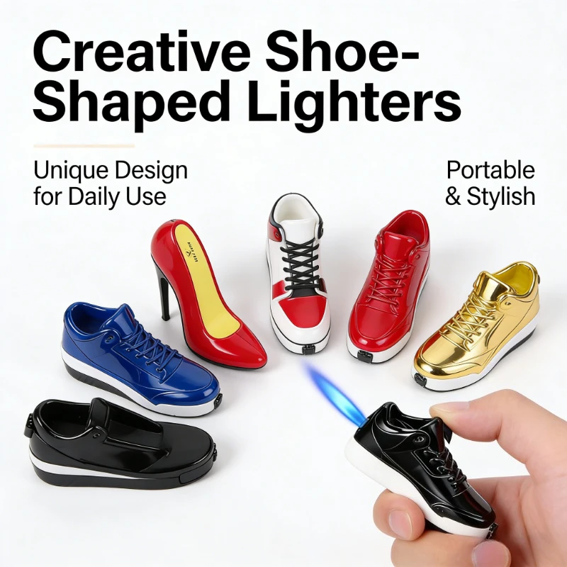 

Novelty Athletic Sneaker Modeling Torch Lighter Premium Metal Body Windproof Blue Flame Fashion Personalized Smoking Gadge