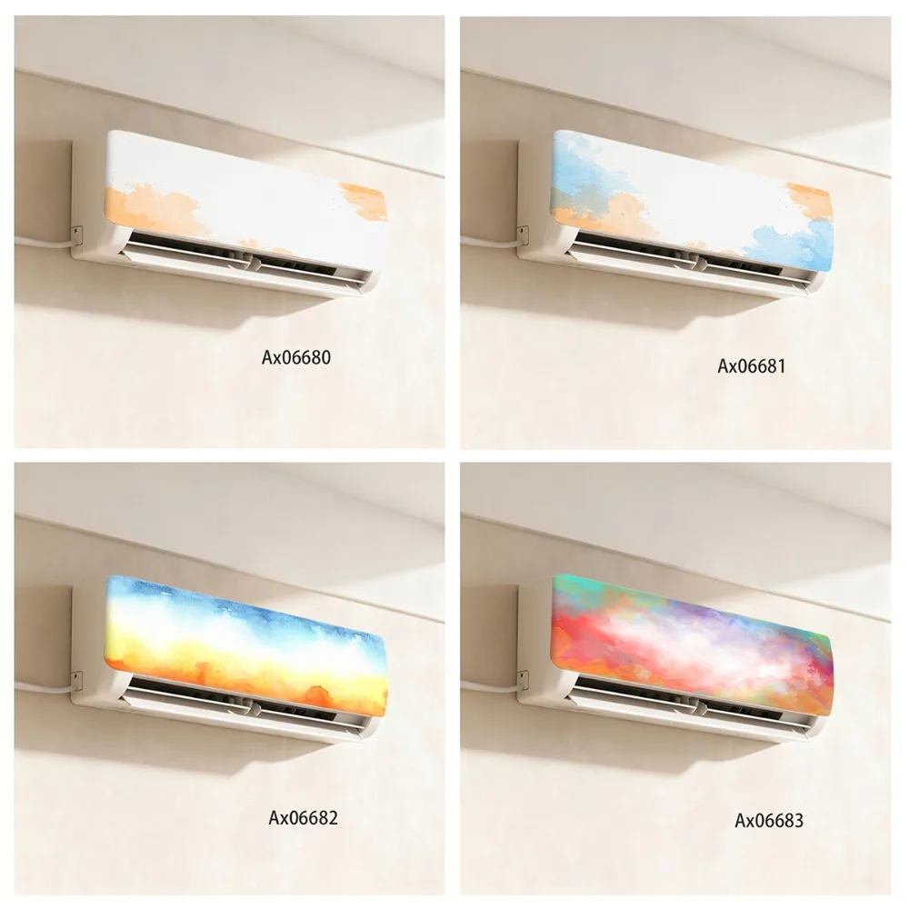 Removable 2D Flat Dreamy Pastel Abstract Watercolor Smudge Gradient Print Sticker Durable For Home Indoor AC Wall Art Decoration