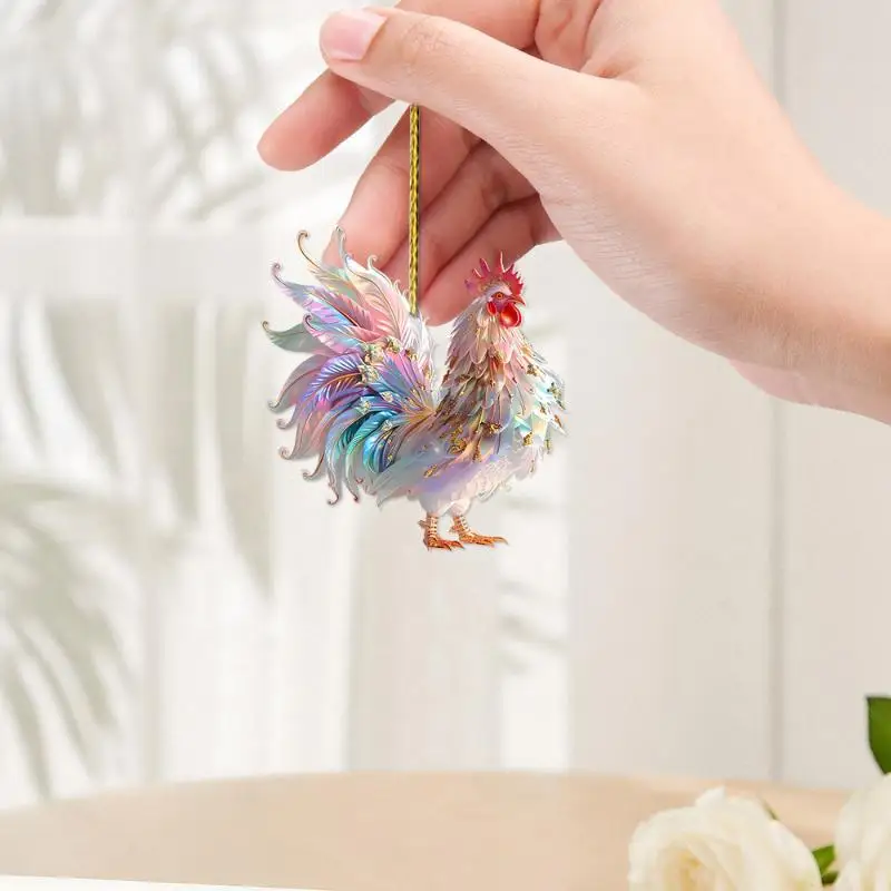 

Акриловый цветочный ферма, курица, петух, брелок для ключей, сумка, мультяшные украшения для женщин и девочек, держатель, автомобильные подвески