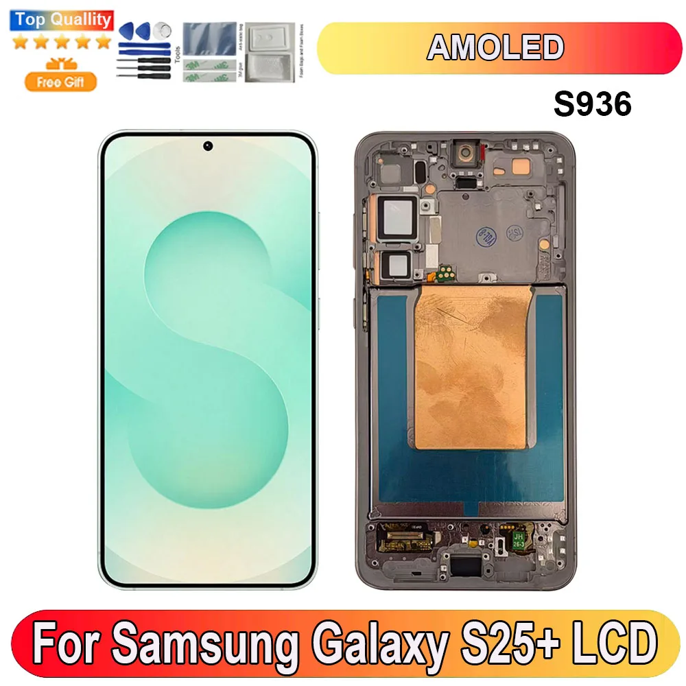 6.7"AMOLED For Samsung Galaxy S25+LCD Display Screen Touch Panel Digitizer Replacement Parts Support Fingerprin S936 With Frame