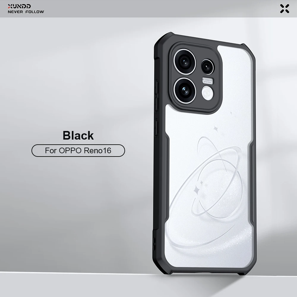 XUNDD Case For OPPO Reno16 Shockproof Protective Cover Full Protection PC+TPU Anti-drop Wear-resista