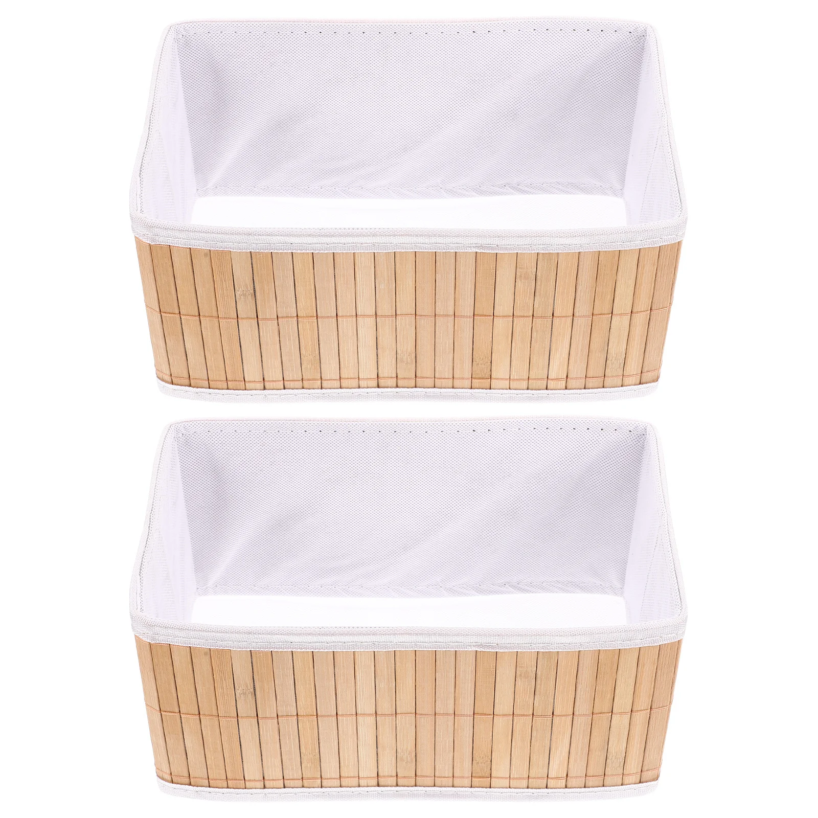 

2Pcs Foldable Bamboo Storage Baskets Woven Organizing Basket Desktop Organizer Multi-Purpose Home Supplies Desktop Bamboo Bin