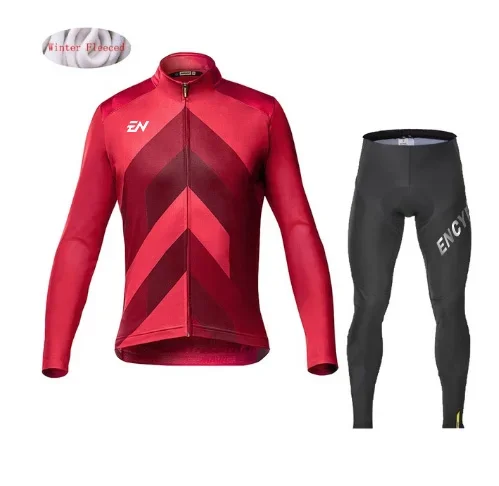 Winter Thermal Fleece Cycling Clothes Warn Men's Jersey Suit Jacket Riding Bike MTB Clothing Pants Set