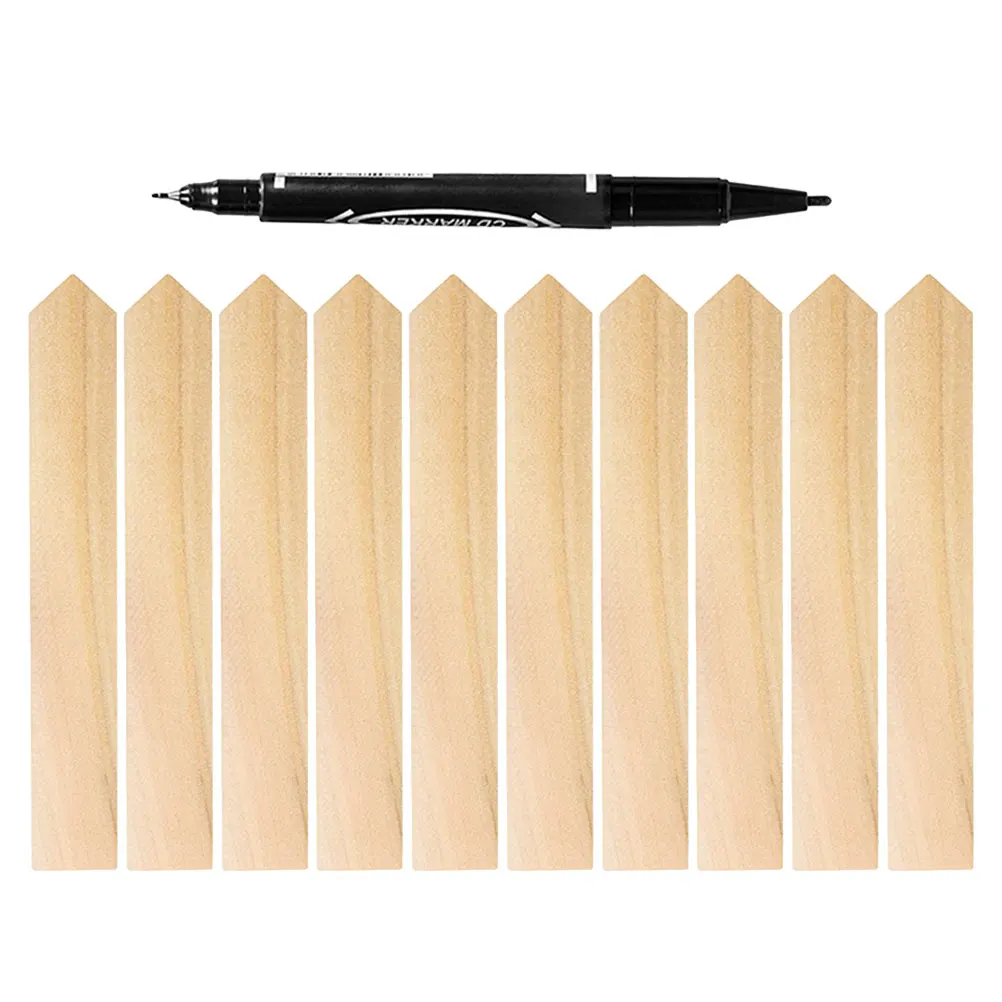 

1 set 11 Wooden Labels 10 Tags 1 Pen Durable Garden Blank Diy Plant Tabs Markers Use Blank Signs For Plants