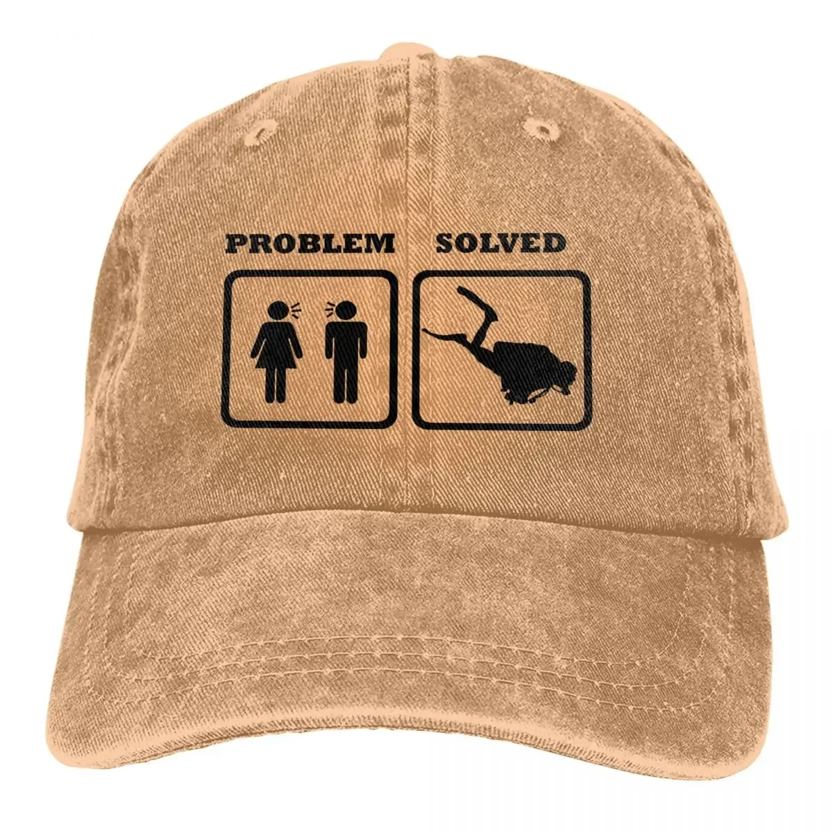 Pure Color Cowboy Hats PROBLEM SOLVED WIFE SHOUTING AT DIVER Hat Sun Visor Baseball Caps Dive Scuba Divin Trucker Dad Hat