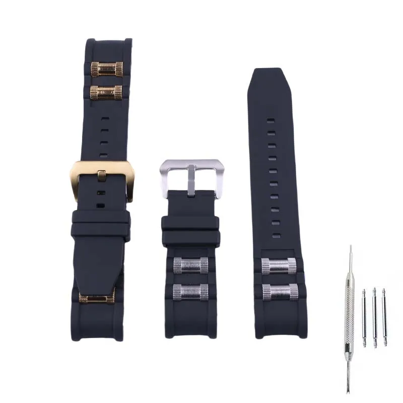 Men\'s watch strap accessories compatible for Invicta Russian Professional Diver rubber watch band metal particle bracelet 26mm