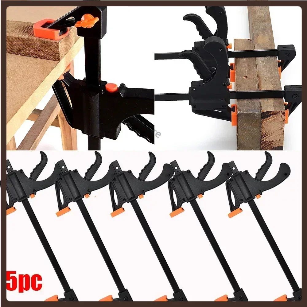 

5pcs Woodworking Work Bar Mini F Clamp Clip Set Hard Quick Ratchet Release Clip DIY Carpentry Hand Tool Gadget Woodworking Clamp