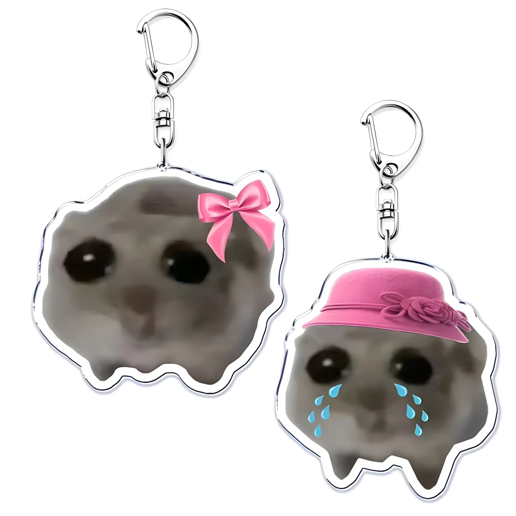 Cute Hamster Acrylic Bow Print Car Keychain Mobile Phone Chain Bag Decoration Tag image 4