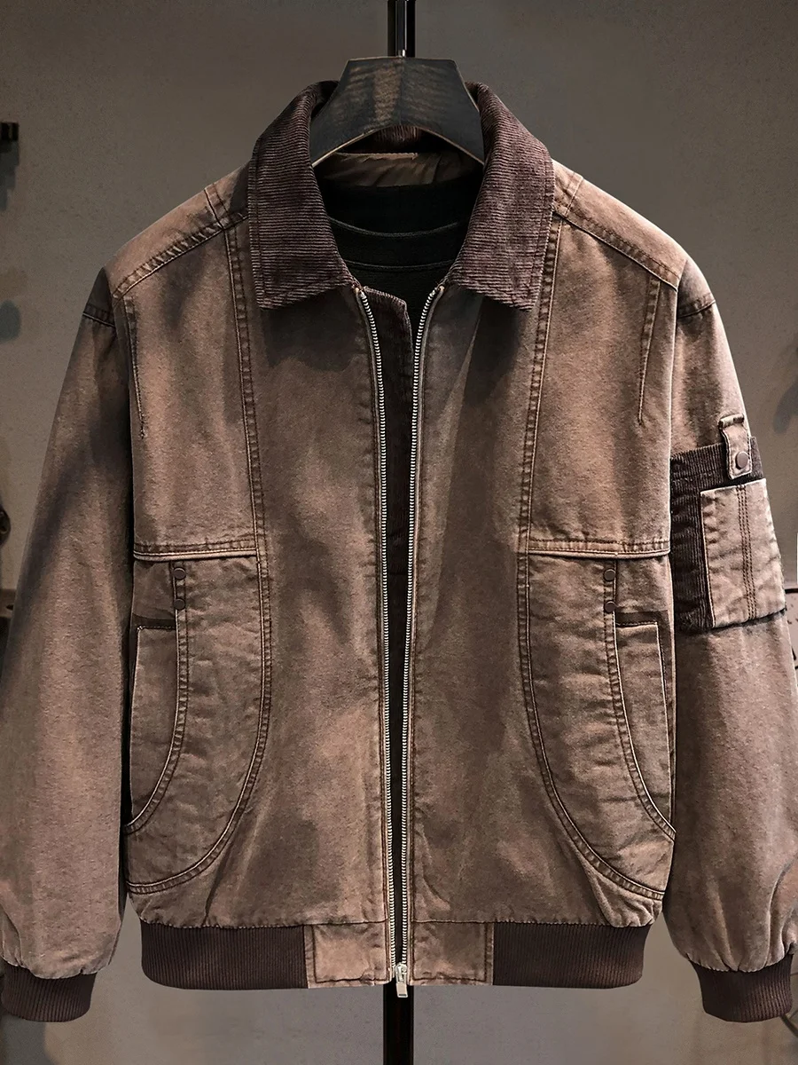 

Высококачественная хлопковая рабочая куртка для мужчин: свободный крой, для активного отдыха, в американском стиле, плотная, удобная, дышащая