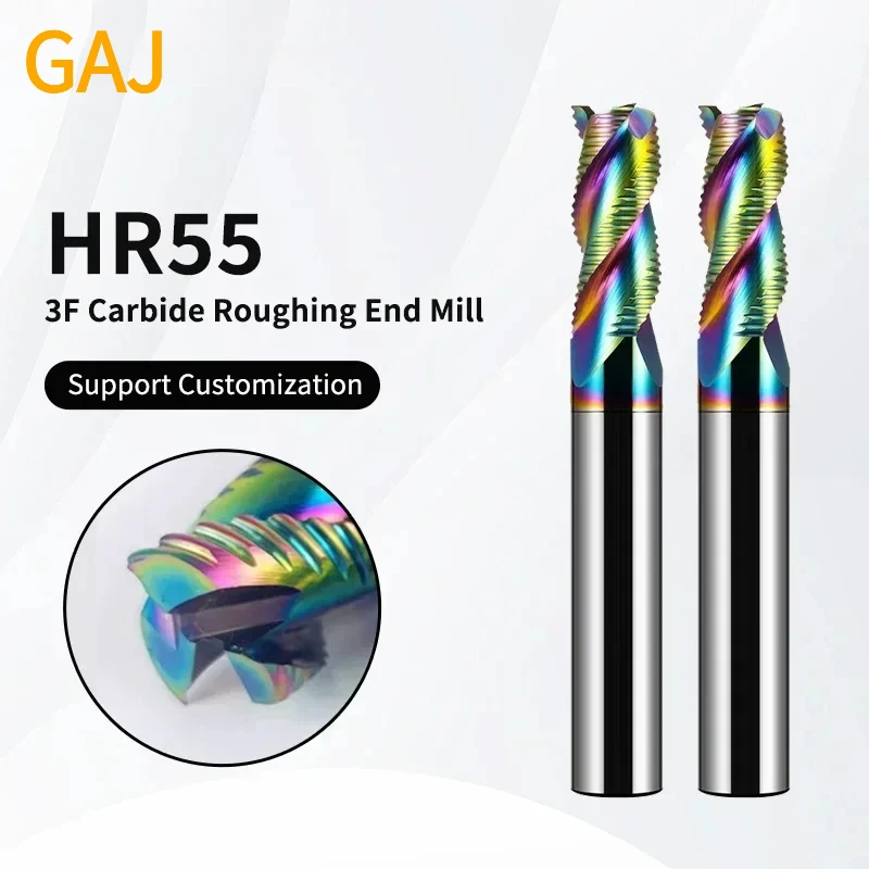 HRC55 3 Flute tungsten steel Carbide Roughing End Mill 3-20mm Diameter DLC Coated Aluminum Milling Cutter Lengthen Endmills tool
