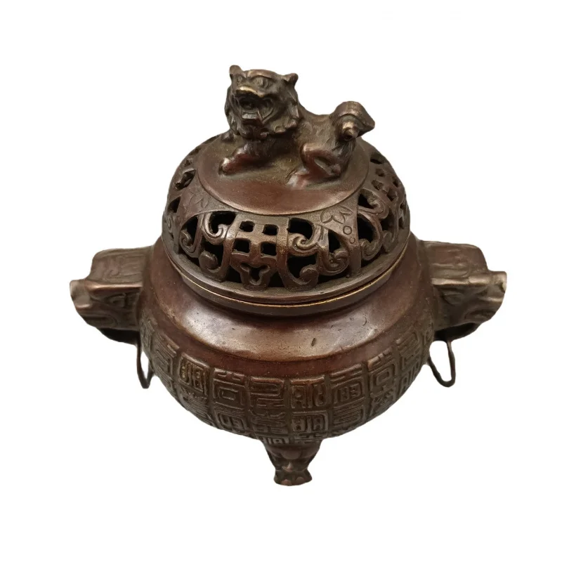 Copper Collectibles: -Headed Double-Lion Incense Burner, Home Decor Gift Craft