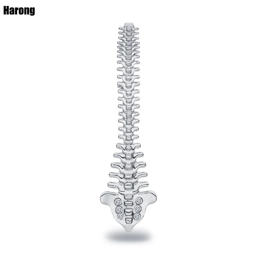 Harong Spine Brooch Silver Plated Medical Spine Surgery Orthopedics Pin Jewelry for Doctor Nurse Medical Student Practice Gift
