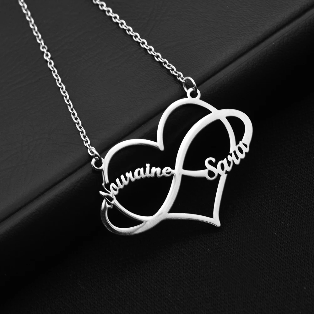 Peach Heart Infinite Symbol Name Stainless Steel Pendant Provides Personalized Gift Customization For Parents Children Or lover