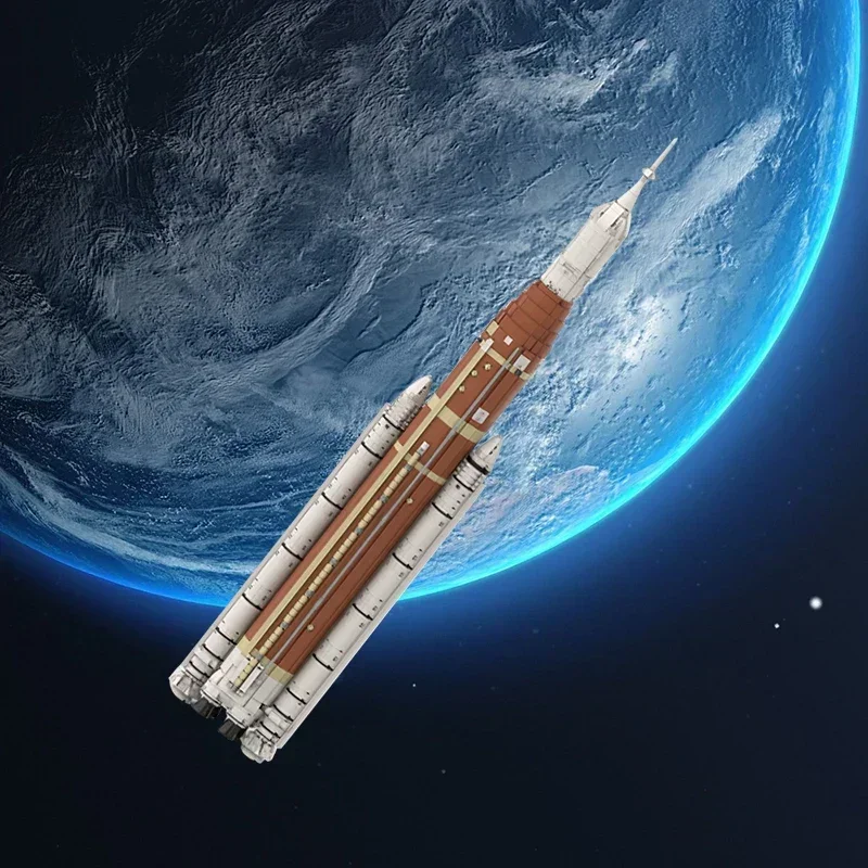 Sistema de lanzamiento espacial MOC, bloques de construcción de cohetes Artemis SLS (1:110 escala Saturn V), ladrillos de exploración de Marte, juguetes para niños, regalo para niños