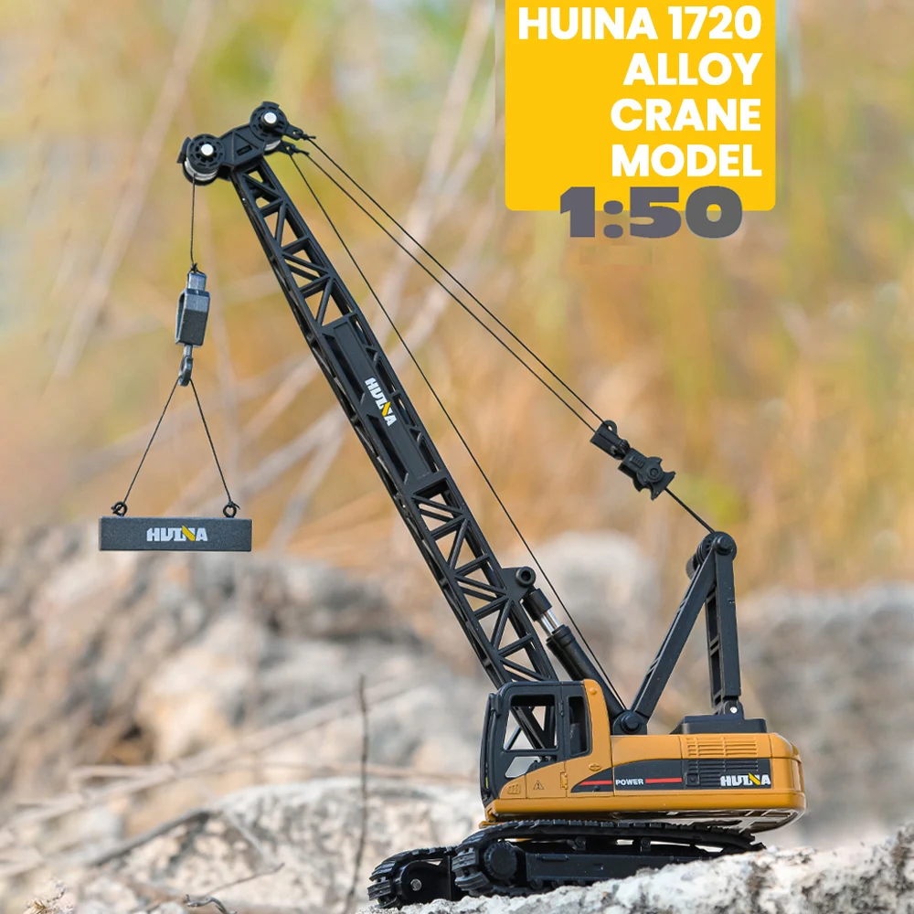 Huina 1720 Tower Crane Model 1:50 Simulation Alloy Crane Truck Model Collection Engineering Cars Trucks Toys for Boys Gift