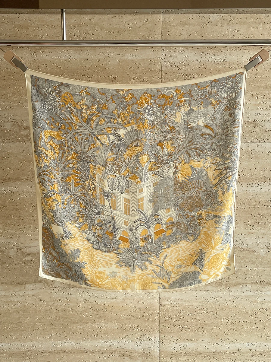 

Silk Wool Scarf 85CM Winter Luxury Designers Hand Rollerd Shawls Women Square Bandanas Scarves Mother Christmas Gift