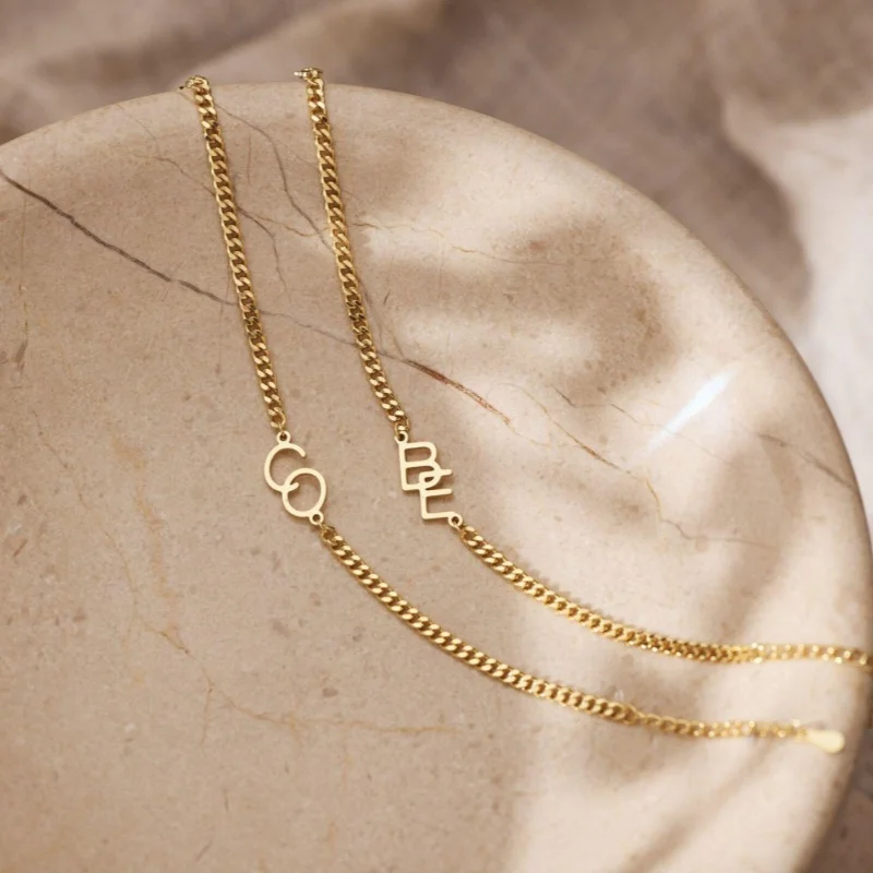 Custom Initial Letter Bracelet for Women,304L Stainless Steel Cuban Chain Personalized Name Bracelet Customized Jewelry Gift - view 4