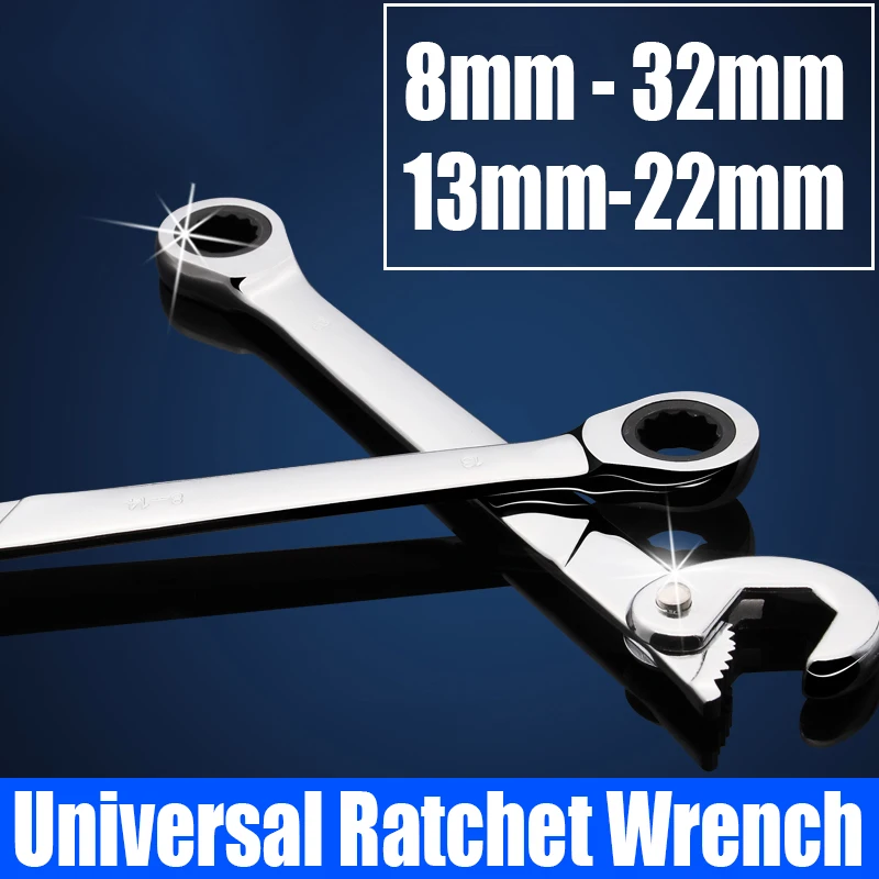 

1PCS Universal Ratchet Wrench Hook Shaped Adjustable Spanner Combination Wrench Multi-function Ratchet Wrench Car Repair Tool