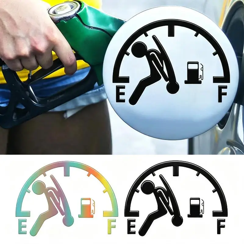 Car Reflective Fuel Tank Indicator Sticker Humorous Text Waterproof Fade Resistant Auto Accessory for All Vehicle Types
