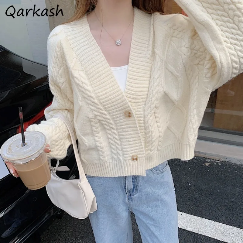 

Solid Argyle Sweaters Cardigans for Women Knitwear Slouchy All-match Loose Outwears Cozy Ulzzang New Jacquard Fashion Gentle