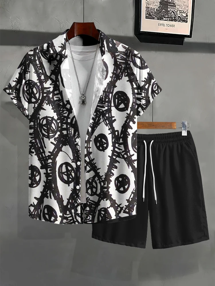 

Men's Summer shorts, Casual Urban Fashion shirts, short-sleeved Shirts And Beach Shorts Sets