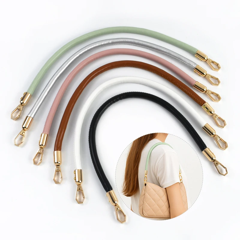 2Pcs Deepeel 30/40/60cm PU Leather Bag Handles with Metal Clasps Handbag Purse Replacement Strap DIY Bags Accessories