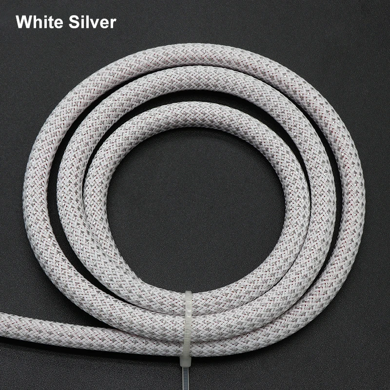 1~50m White Silver PET Braid Sleeve 2/4/6/8/10/12/16/20/25mm High Density Snake Skin Cable Wrap Sheath For Electric Cables