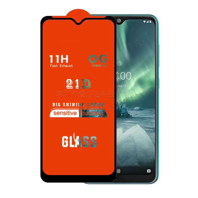 2 pçs 21d vidro temperado curvo para nokia 7.2 capa completa 11h película protetora protetor de tela para nokia 7.2